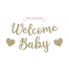 Guirnalda de pancarta con letras en inglés, color dorado claro, de papel brillante, pre-ensartada, para baby shower, decoración de fiesta de cumpleaños