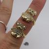Anel de zircônia micro-cravado, anel aberto ajustável, banhado a ouro claro 14k, anel de urso fofo, acessórios de joalheria para as mãos 1