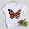 Camiseta Gráfica Feminina Casual Doce Linda Borboleta Moda Gola Redonda Manga Curta Tamanho Plus
