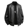 Jaqueta de couro masculina, novo estilo primavera e outono, jaqueta de couro casual americana estilo biker, corte solto para pessoas plus size, jaqueta bomber oversized