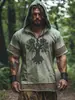 Camiseta Masculina com Capuz de Manga Curta Transfronteiriça Camisa Tough da Floresta Nova 2025 Estampada Amazon Shopee Transfronteiriça