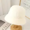 Sombrero de Pescador Versátil para Otoño e Invierno para Mujer, Diseño de Nicho, Sombrero de Cubo Liso para Cubrir el Rostro, Protección de Orejas de Felpa, Sombrero de Cubo Cálido