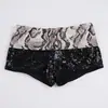 Hot pants de cintura baixa com lantejoulas e estampa de leopardo para mulheres, roupas femininas ultra curtas justas ao corpo, sexy, estilo europeu e americano, para boate