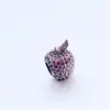 Pulsera de plata de ley S925 Panjia Manzana de Amor con diamantes completos, abalorios DIY, pulsera de hueso de serpiente con accesorios de abalorios
