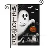 Bandera de Jardín de Halloween Más Vendida de Amazon con Estampado de Calavera Material de Lino Decoración de Fiesta Americana Bandera de Jardín
