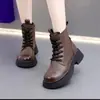 Botas de Invierno 2026 con Cremallera Lateral Estilo Británico Botas Martin para Mujer Acolchadas de Terciopelo Grueso Cálidas para el Noreste Botas Grandes de Algodón Botas de Piel