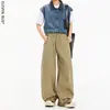 Calça Jeans Rasgada Unissex Retro Americana com Múltiplos Botões Tendência High Street Oversized Masculina Calça Jeans Casual de Pernas Largas