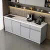 Gabinete integrado para barra de agua, mostrador comercial, sala de café y té, mostrador de barra de mármol montado en la pared, estación de corte y lavado para oficina