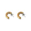 Aretes de acero inoxidable de moda transfronteriza para viajero, anillo liso de alta calidad bicolor dorado y plateado, hueco en forma de C con letras, acero de titanio para mujer