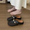 Sandalias Mula de Verano 2025 Nuevas de Tejido con Agujeros Calados, Chanclas de Media Puntera para Uso Exterior, Sandalias con Puntera Elevada, Pantuflas de Puntera para Mujer