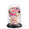 Flor Eterna Ramo de Rosas Artificiales con Cubierta de Cristal, Adorno de Lámpara de Flores, Adorno de Flor de Jabón, Navidad, Día de San Valentín, Regalo de Cumpleaños