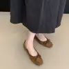 Zapatos planos de punta cuadrada modelo 2026, con lazo de 3 cm, estilo retro elegante, mocasines sencillos que aumentan la altura