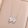 Collar de Mariposa Completo de Diamante de Lujo Ligero, Estilo de Moda de Celebridad de Internet Europeo y Americano, Cadena para Clavícula de Circonita Súper Brillante Estilo Hada Venta al por Mayor