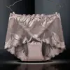 706 Ropa Interior Sexy de Encaje Tallas Grandes para Mujer Calzones Huecos de Cintura Alta para Damas de Tallas Grandes