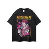 Camiseta de calle alta americana con estampado de dibujos animados oversize desgastada retro de manga corta para hombre, vibra hip hop, camiseta de media manga