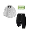 Chaleco para Niños Overol de Otoño Conjunto de Tres Piezas Camisa Estilo Escolar para Bebé Niño Ropa para Actuaciones de Anfitrión para Niños Pequeños