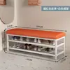 Banqueta para zapatos, Taburete para cambiarse los zapatos, Zapatero, Taburete de hierro para el hogar con cojín de bolsa suave de cuero, Banqueta larga para la entrada, Almacenamiento de lujo accesible, Nuevo estilo