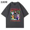 Camiseta de manga corta lavada retro de gran tamaño para hombre, venta al por mayor de comercio exterior de eBay, estampado de hip hop a la moda
