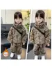 Conjunto de forro polar con estampado de leopardo para niñas, nuevo estilo otoño/invierno, conjunto de dos piezas engrosado y cálido para niños, ropa exterior y de estar a la moda para bebés