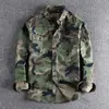 Kaji comercio exterior lavado camuflaje ropa de trabajo americana camisa de manga larga para hombre doble bolsillo transfronterizo casual militar juvenil