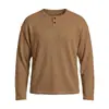 Suéter de Tricô de Manga Longa para Homens, Estilo Outono, Estilo Old Money, Gola Henley, Tamanho Grande Europeu e Americano, Cor Sólida, Suéter Casual Versátil Transfronteiriço