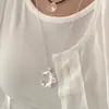 Collar Ins de Media Luna Cepillado Estilo Coreano Moda Simple Colgante de Gama Alta Diseño de Nicho Versátil Cadena para Suéter