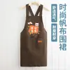 Delantal de Lona de Manga Larga Estilo Nuevo para Cocinar, Overol de Moda para Cocina, Hogar y Trabajo, Ropa de Trabajo Especial Anti-Manchas con Texto Impreso