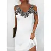 Vestido de Crochê com Renda Off-Shoulder Novo da Amazon Aliexpress 2026