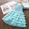 Vestido de Renda de Verão Transfronteiriço 2025 para Meninas, Regata Infantil, Saia de Gaze Princesa, Saia de Bolo Fofa para Bebê
