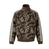 Urso Mágico Americano Luz Asiática Rua Retrô Vibração Jaqueta Estampa de Leopardo Gola Alta Zíper Jaqueta Top Cool