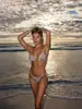 Bikini retro estampado con tirantes, nuevo para 2026, europeo y americano, traje de baño de dos piezas para mujer, bikini sexy sin espalda transfronterizo