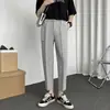 Pantalones finos de verano con colgante, pantalones cortos ajustados, pantalones sin pies para hombre, pantalones largos casuales de moda de estilo coreano
