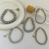 Pulseira de Pérola de Cristal Perfeitamente Redonda, Cor de Cânhamo Cinza-Prata, Design de Nicho, Elegante, Simples, Luxo Leve, Joia de Alta Qualidade