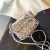 Moda Verão Couro Patente Brilhante Mini Bolsa Feminina 2024 Novo Estilo Western Estilo Chanel Bolsa Transversal com Corrente Rombos