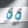 Joyas de corazón Joyas transfronterizas Pendientes de zafiro con forma de gota de agua Lujo ligero europeo y americano Elegantes pendientes de circonita con diamante de alto carbono europeo y americano para mujer
