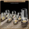 Conjunto de copo de vinho branco esculpido gota de água copo de vinho separador de vinho high-end conjunto doméstico conjunto de caixa de couro em caixa de vinho branco terno