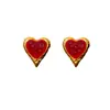 Pendientes Vintage de Segunda Mano Aguja de Plata Plisado Corazón Rojo Pendientes de Metal Pendientes Personalizados Retro Fabricante Venta al por Mayor