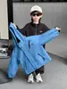 Conjunto de dos piezas cortavientos para niño de primavera y otoño, Chaqueta con capucha elegante y moderna estilo coreano para niños, Ropa de moda para bebé