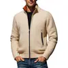 Amazon 2025 Otoño e Invierno Talla Europea Manga Larga Cuello Alto Cremallera Cárdigan Tejido de Punto para Hombre Terciopelo Cálido Tejido de Punto Chaqueta para Hombre
