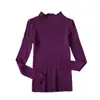 604 Otoño e Invierno 2021 Nueva Ropa de Punto Cuello Alto Medio Mangas Largas Ajustadas con Estilo Occidental Versátil Negro Ropa de Punto Básica