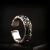 Estilo Étnico Retro Plata Tailandesa Vajra Mortero Patrón de Hierba Tang Anillo Simple Elegante Joyería Nepalí Tíbet Venta Directa de Fábrica