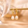 Pendientes de plata de ley S925 con diseño de ciervo, chapados en oro, con perlas de agua dulce, estilo retro nacional, esmaltados, con hojas de bambú y cuentas redondas.