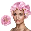 Gorro de Noche de Satén con Encaje de Doble Capa Transfronterizo, Gorro de Ducha de Doble Cara, Gorro para Quimioterapia, Turbante de Comercio Exterior, Gorro para el Cuidado del Cabello, Gorro de Noche de Satén