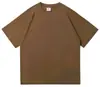 Camiseta de Algodão Jiangfu Xinjiang 300g Peso Pesado Cor Sólida Verde Menta Fresca Gola Redonda Manga Curta Feminina Solta Camisa de Base Masculina