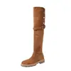 Botas Slim de Camurça Acima do Joelho para Mulheres 2026 Tendência Nova Marrom Uso Duplo Botas Longas Versátil Stretch Botas Slim