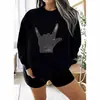 Moletom de Gola Redonda Transfronteiriço com Estampa de Gesto Personalizado, Blusa de Pulôver Solta, Estilo Atacado Amazon Wish