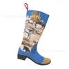 Calcetines de Navidad estampados estilo bota de vaquero occidental, decoraciones colgantes navideñas transfronterizas, patrones decorativos, personalización de nombre