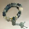 Pulsera Joyería Estilo Nacional, Pulsera Flor de Lirio del Valle Estilo Chino, Cuentas de Buda Tapa de Leche, Pulsera Flor Explosión, Cuentas Redondas de 10 mm, Pulsera de Perlas de Imitación