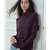 Shengdu26 Otoño Nuevo Sencillo Básico Cuello Alto Delgado Ajustado Elástico Manga Larga Para Viajar Camiseta Interior