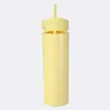 Vaso de plástico de doble capa con alto valor estético y gran capacidad, vaso para bebidas frías con popote recto, vaso portátil, vaso con popote